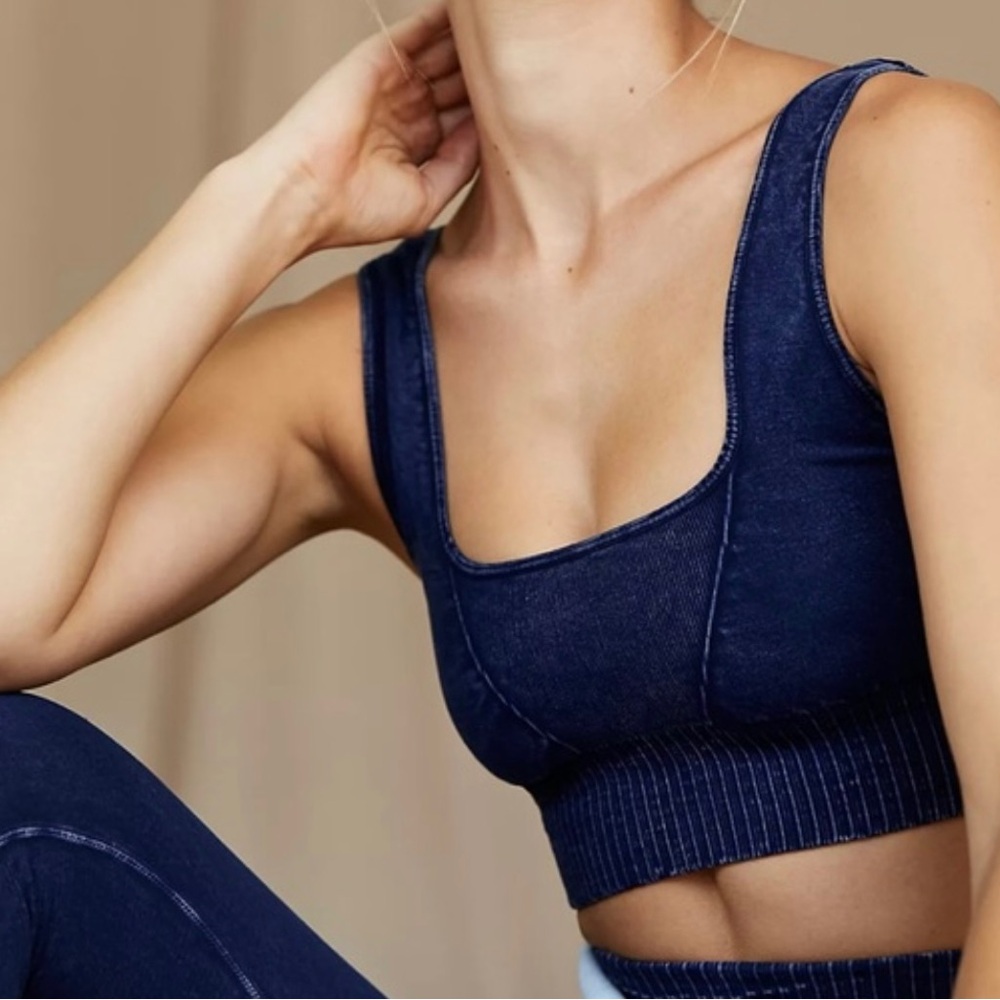 Free People Sports Bra Good Karma Navy/Denim Size S/XS NWOT FP Movement